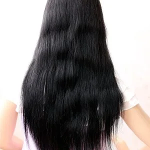 Alternative view of Swiss Lace Natural Straight Brazilian Hair Wigs Bleached Knots with Baby Hair Around 10-26