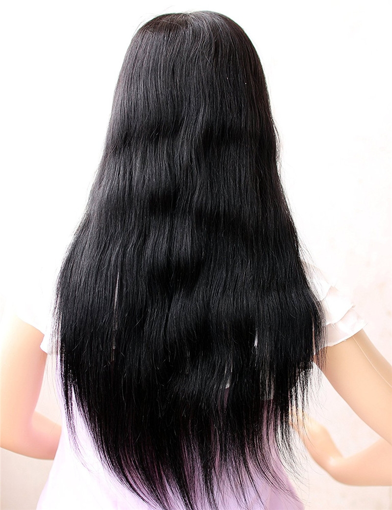 Swiss Lace Natural Straight Brazilian Hair Wigs Bleached Knots with Baby Hair Around 10-26 - Image 2