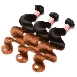 Alternative view of Body Wave 1B/30 Ombre Color Brazilian Human Hair Weave 4 Bundles Deals
