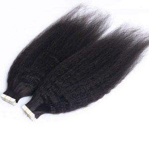 Kinky Straight Tape In Extensions Brazilian Skin Weft Human Hair Tape On Adhesive Invisible - Image 5