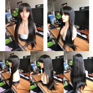Straight Lace Front Wig With Bangs Remy Brazilian 13x4 Lace Front Human Hair Wigs For Black Women Bang Wig Human Hair Frontal - Image 5