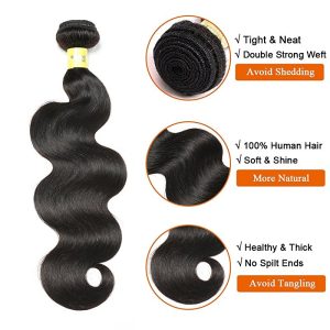 Hair With Closure 8A 3 Bundles Body Wave Virgin Human Hair Bundles With Lace Closure Unprocessed Hair Extensions Natural Black - Image 3