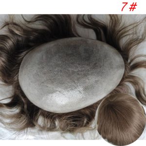 Men Wigs Human Hair Toupee Thin Skin Pu Male Wig Hair Prosthesis Men Toupee Hair 8x10inch Replacement System Remy Hair Pieces 7# Brown - Image 6