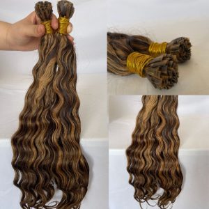 Flat K Tip Hair Extensions Real Human Cambodian Hair Highlight 4/27 Keratin Real Human Hair Flat Tip Keratin Hair Extensions Hot Fusion Flat Tip Extensions