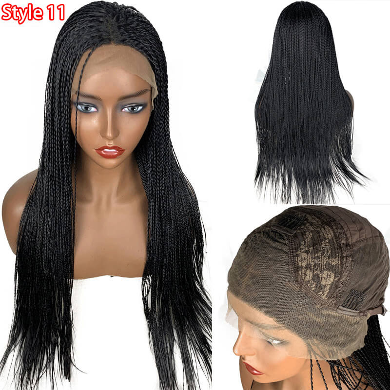 Fully Handmade 13X6" Wide Lace Area Tiny Braided Top Box Braided Wigs For Black Women Synthetic Swiss Lace Front Twist Braids Wigs With Baby Hair Ligh - Image 14