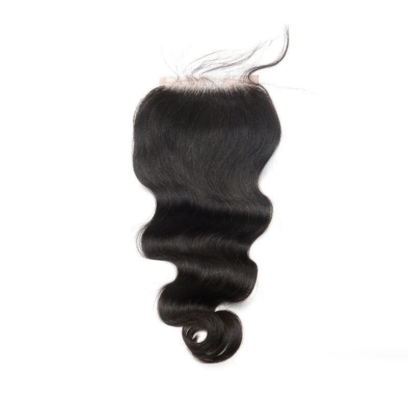 Three Part Lace Closure Piece 4x4inches Body Wave Brazilian Remy Hair Natural Color - Image 3