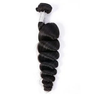 Alternative view of Unprocessed Loose Wave Brazilian Remy Hair 4x4 Lace Closure With Human Hair Bundles 3Pcs Brazilian Loose Wave With Closure