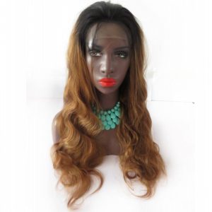 Ombre Lace Front Wig Two Tone Color #1b/#30 Body wave 13x6 130% Density Brazilian Front Lace Wigs Human Hair with Baby Hair
