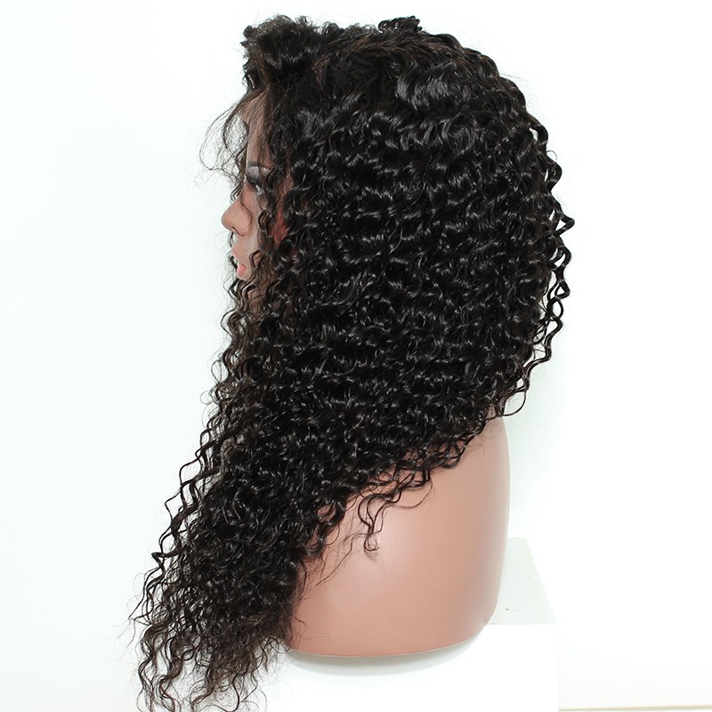 Curly Lace Front Wig 250% Density With Babay Hair Around Bleached Knots 8A Grade Natural Color Deep Curly Human Hair Natural Color Unprocessed - Image 4