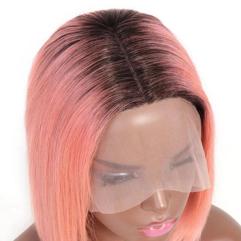 Pink Lace Front Wig Human Hair Pre Plucked Brazilian Ombre Pink Bob Wig 1B and Pink Lace Front Human Hair Wigs For Women Pink Wig - Image 5