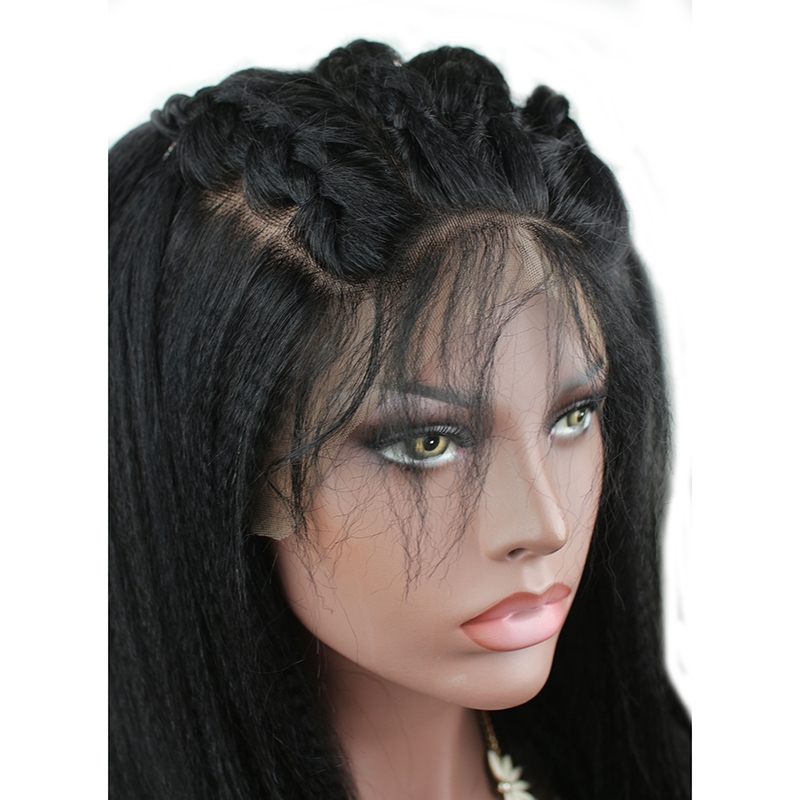 300% High Density Lace Front Human Hair Wigs for Women Yaki Straight Glueless Brazilian Remy Human Hair Italian Yaki Lace Front Wig (22 inch) - Image 6