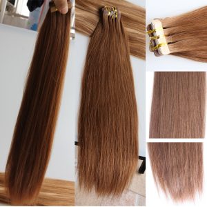 Alternative view of Brazilian Human Hair Tape Hair Extensions Real Human Hair Brazilian Ombre Hair Color #30 Brown Tape Hair
