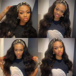 Headband Wigs for Black Women Body Wave Headband Wig Human Hair Wigs Brazilian Virgin Hair Machine Made Wigs Headband Wig 150% Density - Image 6