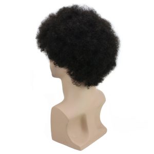 Human Hair Afro Curly Mens Toupee Hairpiece Wig Brazilian Remy Human Hair Short Kinky Curly None Lace Full Wig for Men (Nature Black) - Image 7