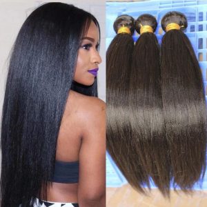 Hair Bundles Italian Yaki Brazilian Human Hair Weaves 3Bundles Natural Color - Image 2