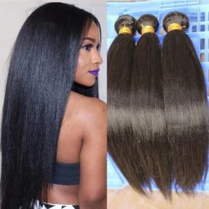 Alternative view of Hair Bundles Italian Yaki Brazilian Human Hair Weaves 3Bundles Natural Color