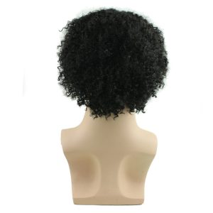 Afro Kinky Curly Short Wig Brazilian Remy Human Hair 130% Density Short Wig Toupee Hairpiece for Men (Black) - Image 15