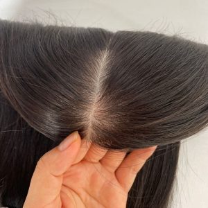 Natural Black Silk Base Human Hair Topper With Clips In Silk Top Virgin European Hair Toupee for Women Hairpiece 13X15cm Silk Base Closure Toupee for Woman - Image 4