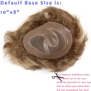 Toupee for men Hair pieces 100% European Virgin Human Hair Replacement System For Men 10"x8" Human Hair Toupee Men Hair Piece #18 Light Brown Color - Image 21
