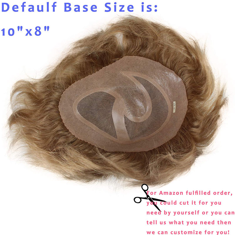 Toupee for men Hair pieces 100% European Virgin Human Hair Replacement System For Men 10"x8" Human Hair Toupee Men Hair Piece #18 Light Brown Color - Image 21