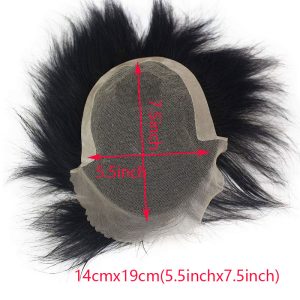 Men's Toupee Hairpieces 100%Virgin Human Hair Replacement System Hair Topper Pieces for Men French Lace Net with PU Base Size 4.33x6.69 inch 1B Black - Image 9