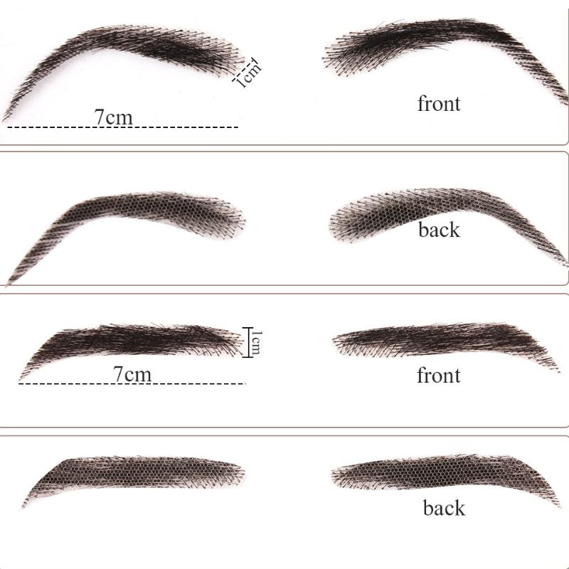 Fake Eyebrow Swiss Lace Invisible Eyebrows For Women and Men Black Color 100% Human Hair Full Hand Tied Eyebrow Hair - Image 5
