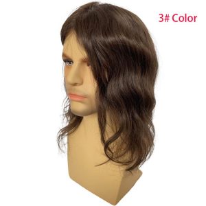 Pwigs Toupee for Men Full Thin Skin PU Cap Base 12inch Long European Human Hair Men Toupee Natural Hairline Hair System 1b Mixed with 60% White Hair Men Wigs - Image 12