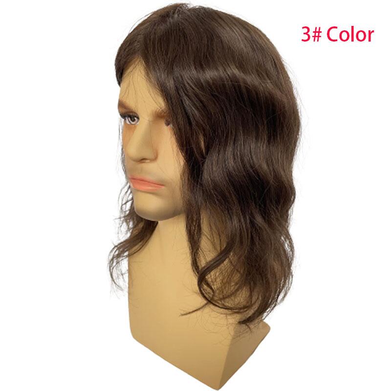 Pwigs Toupee for Men Full Thin Skin PU Cap Base 12inch Long European Human Hair Men Toupee Natural Hairline Hair System 1b Mixed with 60% White Hair Men Wigs - Image 12
