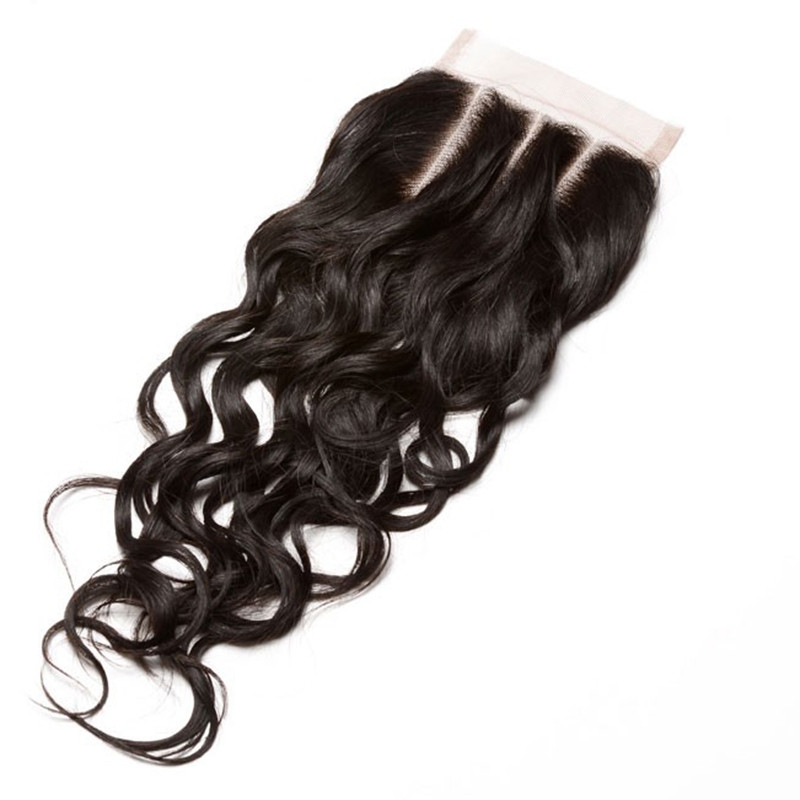HD Lace Closure Peruvian Remy Hair Water Wet Wave Free Part Lace Closure 4x4 inchs Natual Color - Image 4