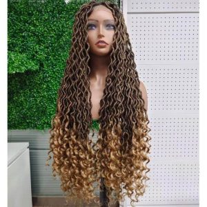 Synthetic Braiding Hair for Black Women Crochet Braid Black and Ombre Brown Lace Front Wig Afro Twist Braid Hair Pre Stretch - Image 5