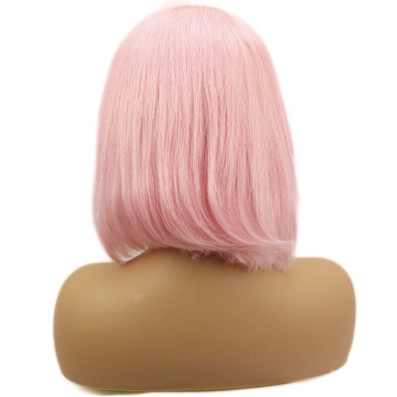 Light Pink Bob Colored 13x4 lace Front Wigs Human Hair Wigs Transparent Peruvian Remy Short Bob Lace Front Wigs Pre plucked Wig 150% - Image 4