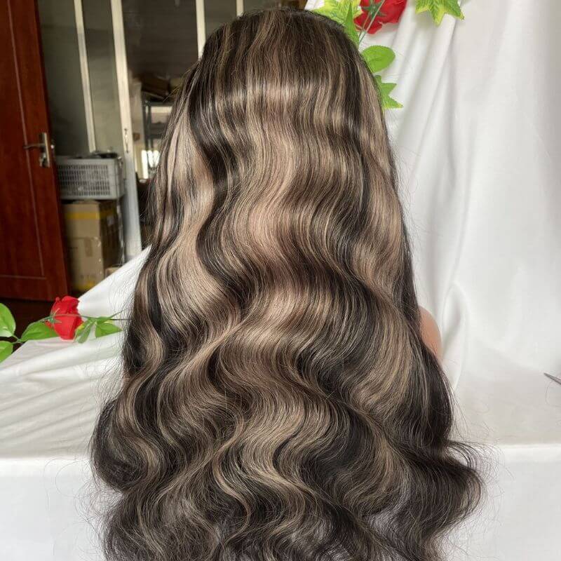 Ombre Plantium Blonde Black Body Wave Human Hair Wig Lace Front Human Hair Wigs Remy Preplucked Grey Colored Lace Front Wigs - Image 4