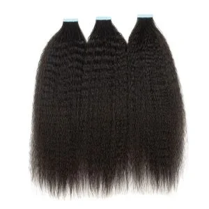 Alternative view of Kinky Straight Tape In Extensions Brazilian Skin Weft Human Hair Tape On Adhesive Invisible