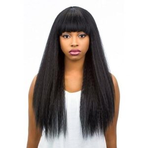 Pre Plucked Human Hair Lace Wigs With Bangs Italian Yaki Human Hair Wigs for Black Women with Baby Hair