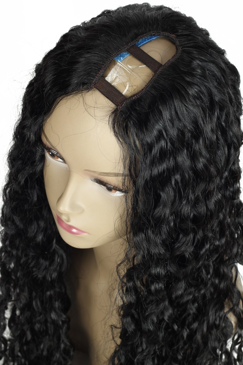 Unprocessed Curly U Part Malaysian Human Hair Wig U part Wigs for Black Women Left Side Parting 1''x4'' inches Natural Color - Image 4