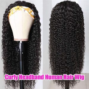 HeadBand Wig Curly Human Hair Wig None Lace Front Wigs for Black Women Deep Wave Machine Made Wigs Natural Color 150% Density - Image 7