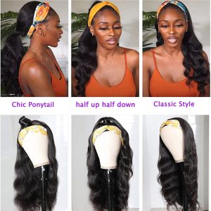 Headband Wig Body Wave Human Hair Wigs For Black Women Brazilian Virgin Hair Glueless None Lace Front Wigs With Headband Machine Made - Image 8