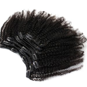 Afro Kinky Curly Clip In Human Hair Extensions Human Natural Color Hair For Women - Image 5