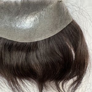 Men's V Loop Frontal Toupee PU Human Hair Hairline 100% Real Human Hair Male Replacement 1B Natural Black Hair Patch - Image 6