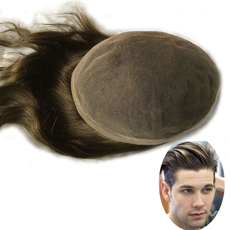 Swiss Full Lace Men's Toupee 1B Black Color 100%Remy Human Hair Toupee For Men 8*10Inch French Lace Mens Wigs Hair System Stock - Image 20