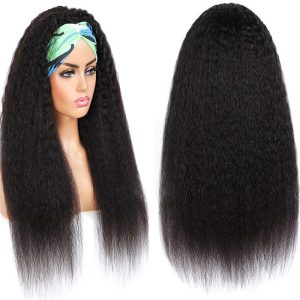 Alternative view of Kinky Straight Headband Wig Human Hair Brazilian Virgin Hair Headband Wigs Human Hair for Black Women