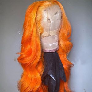 Transparent Lace Wigs Peruvian Body Wave Wigs Orange Ginger Color Pre-plucked Lace Front Wig Ombre Colored Human Hair Wigs 150% - Image 3
