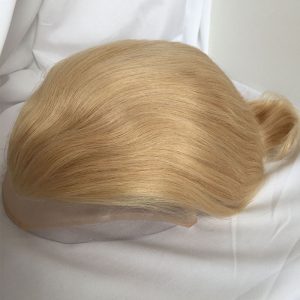 Toupee for Men with Transparent Swiss Lace with PU Around 10x8 Brazilian Human Hair Straight Hair Pieces for Men #60 Platinum Blonde - Image 17