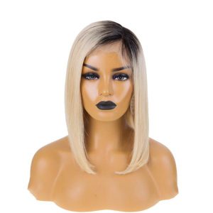 Alternative view of Lace Front Bob Wig With Blonde Dark Root Color