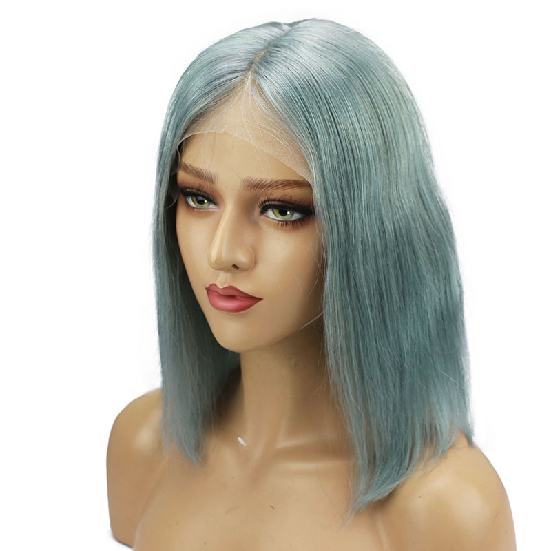 13x6 Light Green Human Hair Middle Deep Part Lace Front Wigs 150 Density Brazilian Human Hair Wig Bleached Knots - Image 3