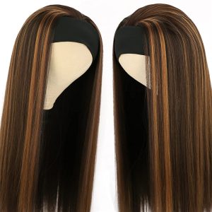 Straight Headband Wigs for Women Black Glueless Headband Wig Heat Resistant Fiber Natural Looking Headband Wig for Daily Use Half Wig - Image 5