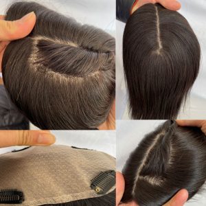 Silk Skin Base Topper Women 100%Virgin Human Hair Piece For Women Clip In Crown Topper Hand-made Toppee Hair Closure - Image 5