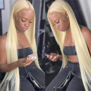 Alternative view of 613 Blonde Human Hair Wigs Straight Hair 13X4 Hd Lace Front Wigs Pre Plucked Hairline