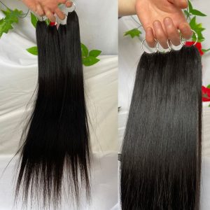 Alternative view of Pwigs 200pcs/Bundle Feather Line Hair Extensions 100%  Camodian Human Hair Extensions Long Straight  18-24inch Invisable Installation