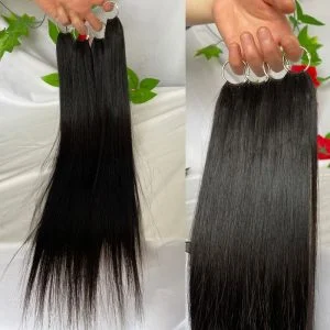 Alternative view of Pwigs 200pcs/Bundle Feather Line Hair Extensions 100%  Camodian Human Hair Extensions Long Straight  18-24inch Invisable Installation